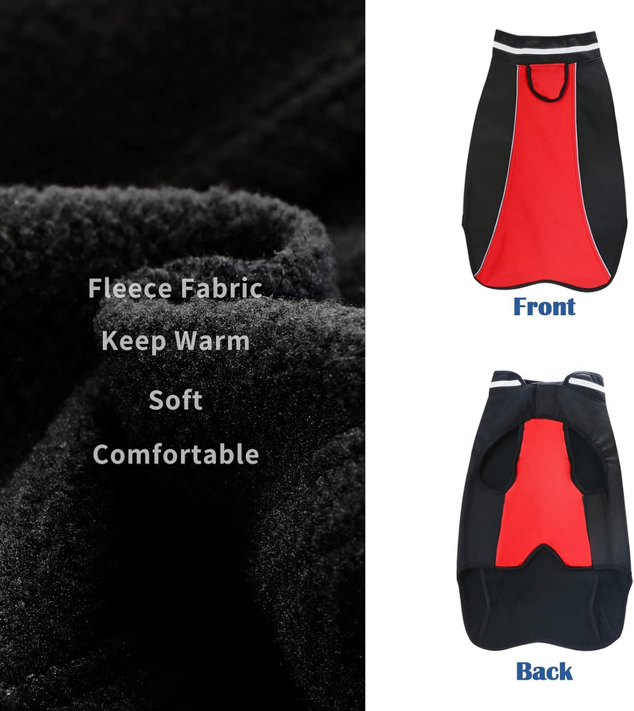 Haină de Iarnă pentru Câini, Reflectorizantă, Fleece Interior, Impermeabilă și Rezistentă la Vânt, cu Închidere Velcro, BOTEWO, Rosu [3]