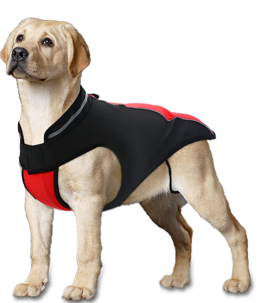 Haină de Iarnă pentru Câini, Reflectorizantă, Fleece Interior, Impermeabilă și Rezistentă la Vânt, cu Închidere Velcro, BOTEWO, Rosu [2]