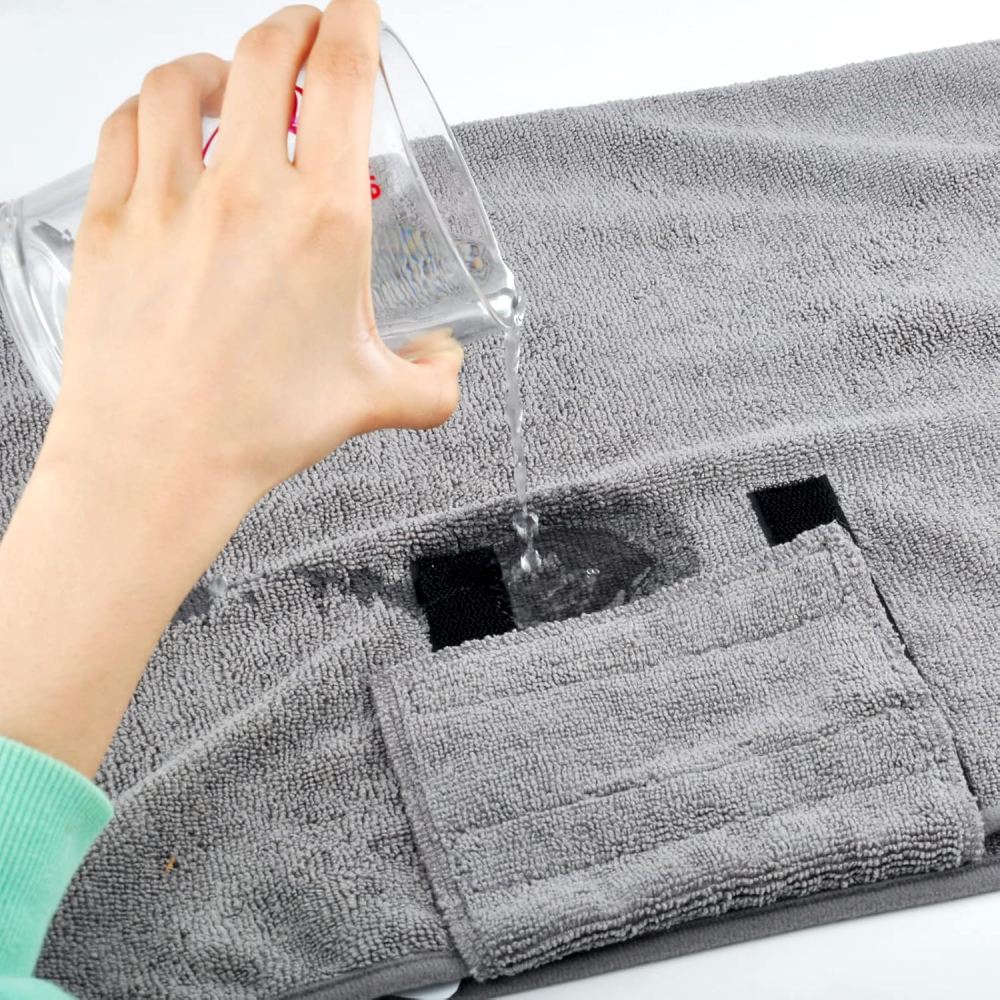 Halat de baie din microfibră pentru câini, cu închidere Velcro, gri, marime M [5]