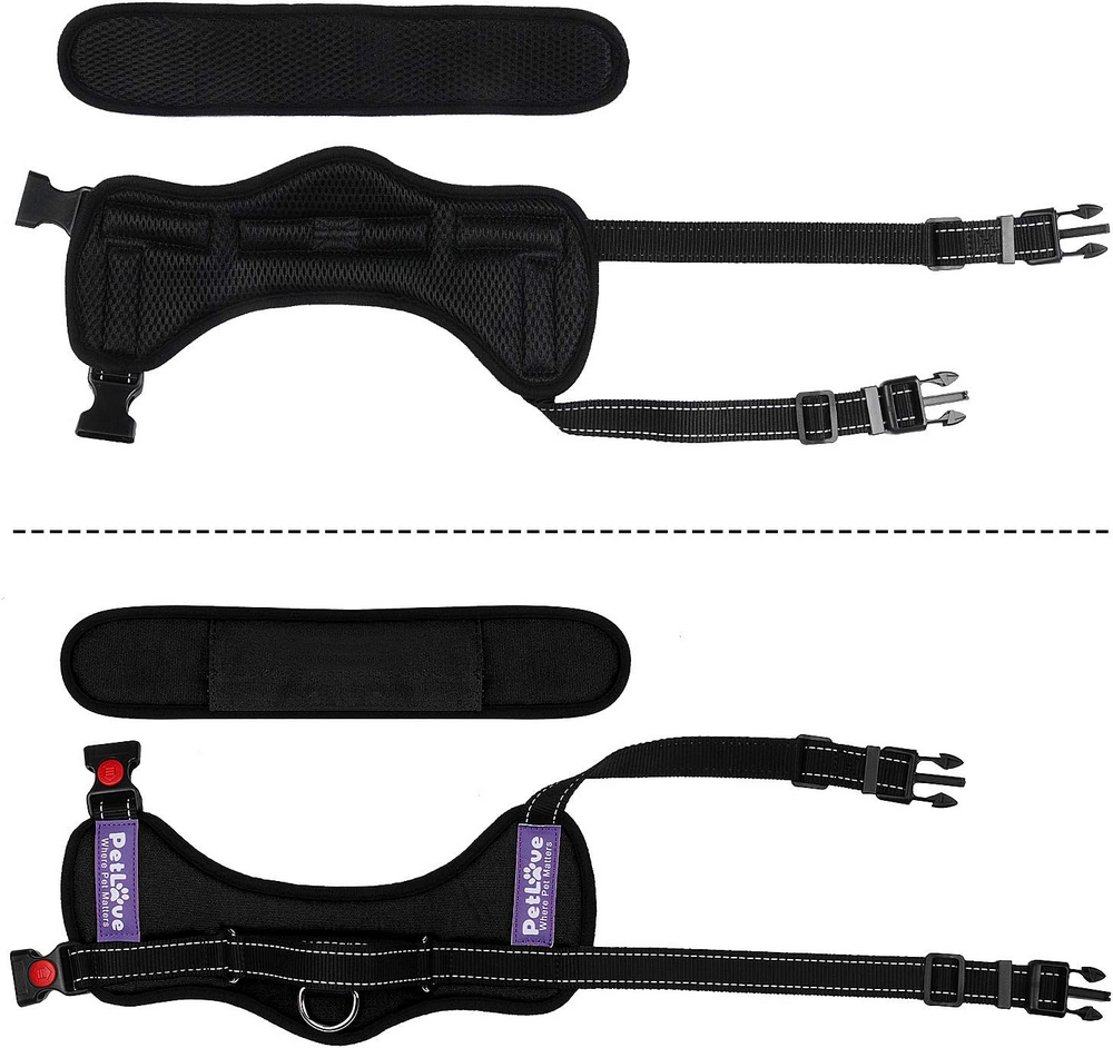 Ham pentru Caini, Reglabil, Captusit, Anti-Tractare, PetLove, Negru, Marimea XL [5]