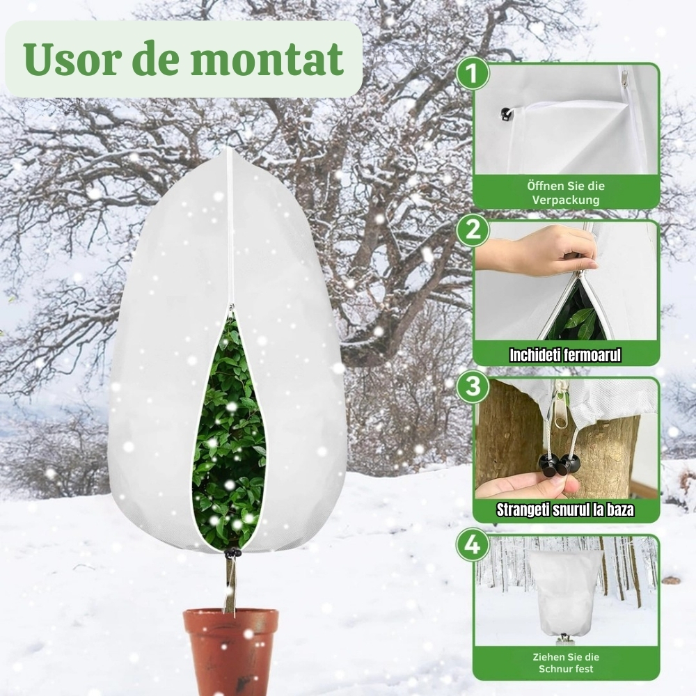 Husa anti inghet 200x120 cm 40g/m2 albe cu fermoar snur si top circular pentru palmieri si maslini [5]