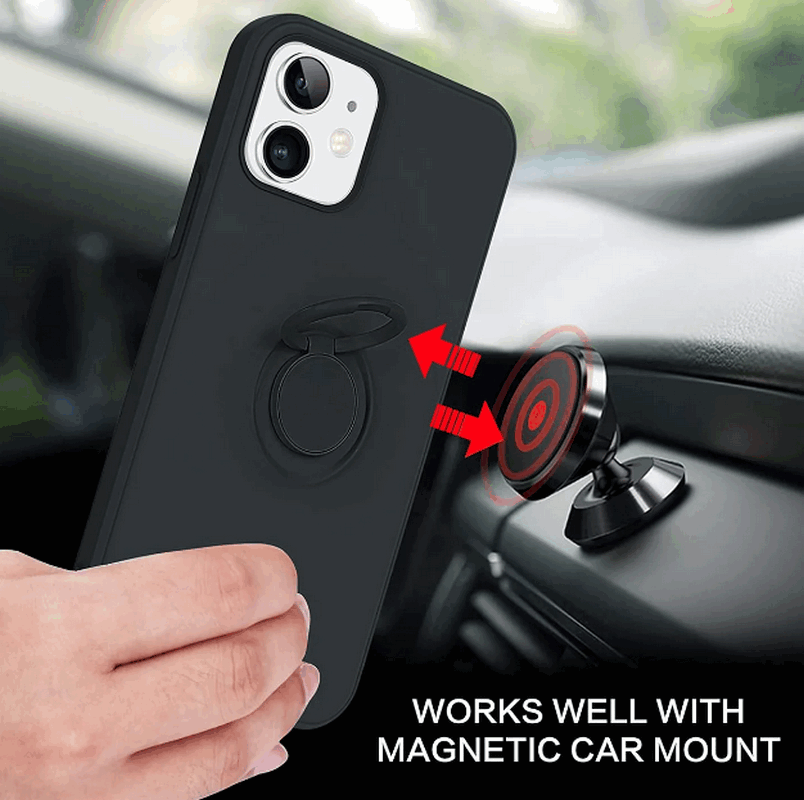 Husă BESINPO cu Inel pentru Samsung Galaxy A12, Protecție 360° Ajustabilă cu Suport Magnetic și Șnur, Negru [4]