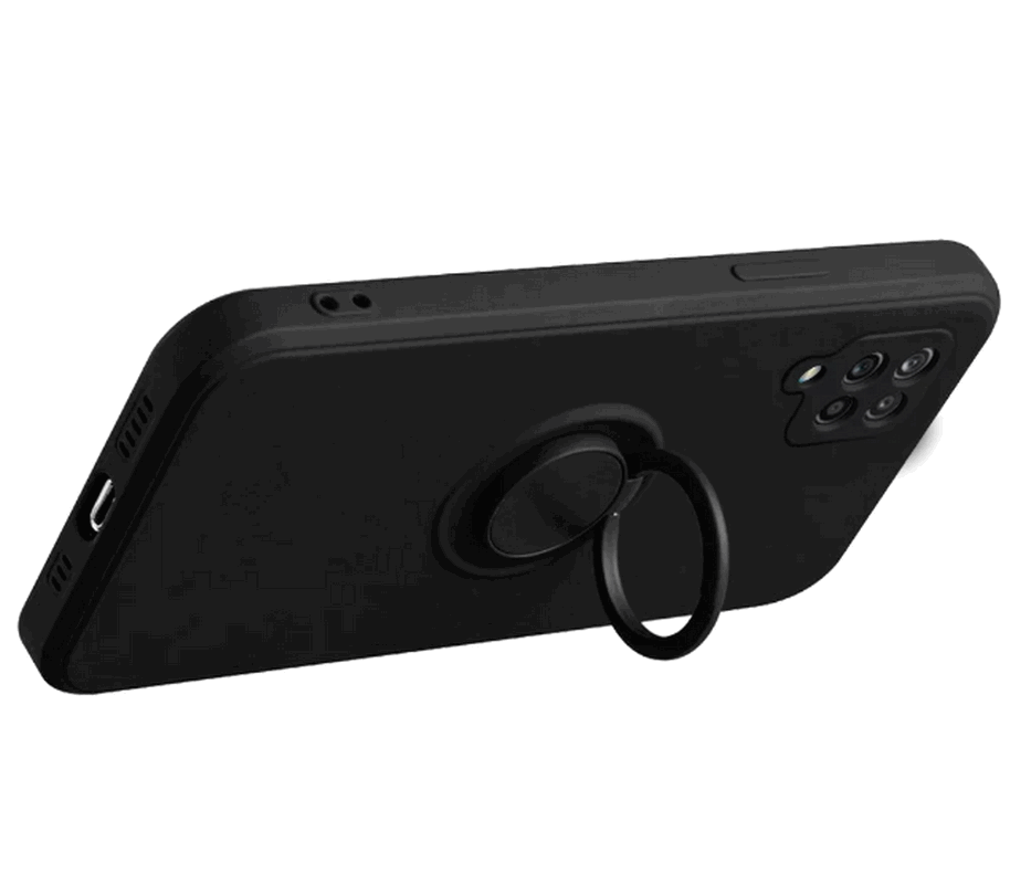 Husă BESINPO cu Inel pentru Samsung Galaxy A12, Protecție 360° Ajustabilă cu Suport Magnetic și Șnur, Negru [2]