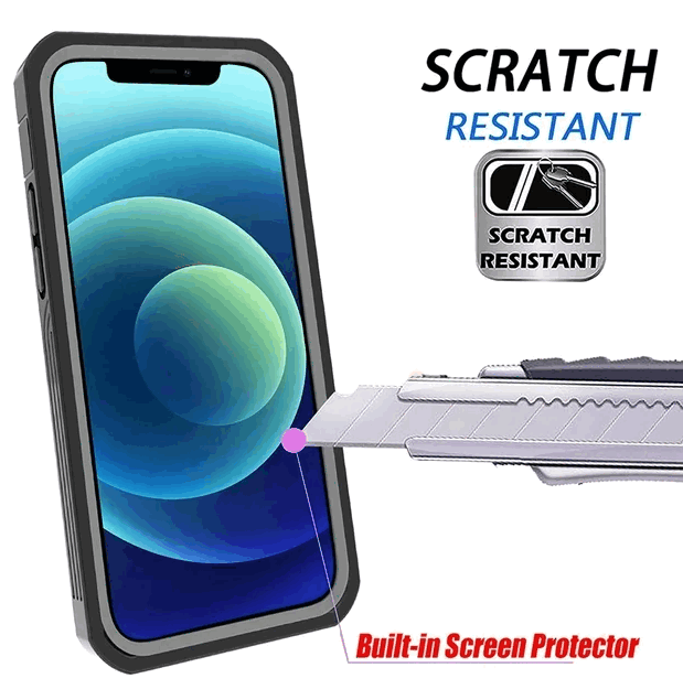 Husă BESINPO pentru iPhone 12 Pro Max, 6.7 inch, Protecție 360° cu Ecran Integrat, Rezistentă la Șocuri și Zgârieturi, Negru Transparent [4]