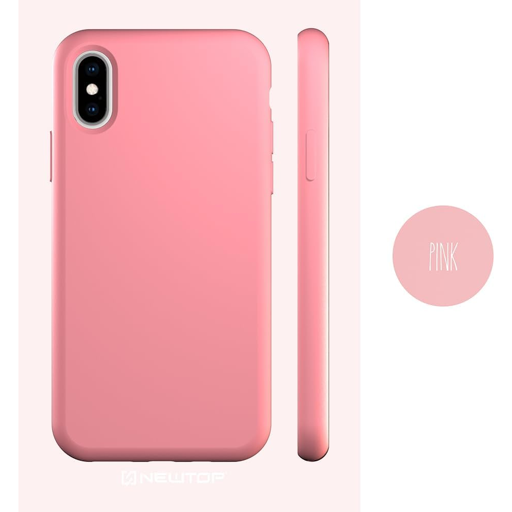 Husa Compatibila cu iPhone X / XS – TPU Semi Rigid cu Interior din Microfibra, Protectie Eleganta si Moale, Roz [2]