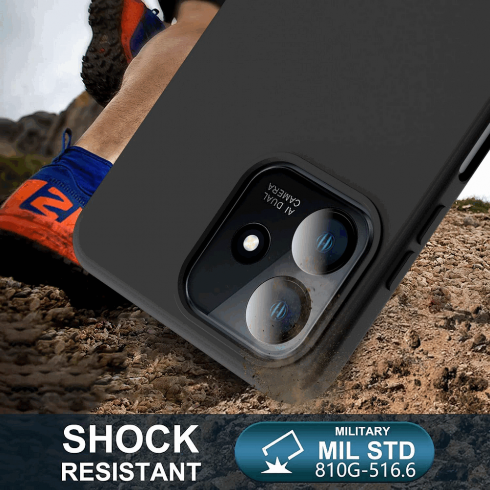 Husa compatibila cu Ulefone Note 16 Pro, cu snur detasabil, 2 sticle de protectie, Rezistenta la lovituri si zgaraieturi, Antisoc, Silicon TPU, Negru [6]