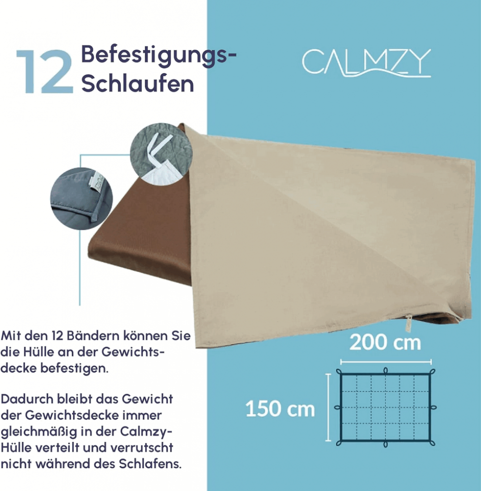 Husa cu fermoar pentru pilota, din bumbac 100%, Calmzy, cu dimensiunea 150/200 [3]