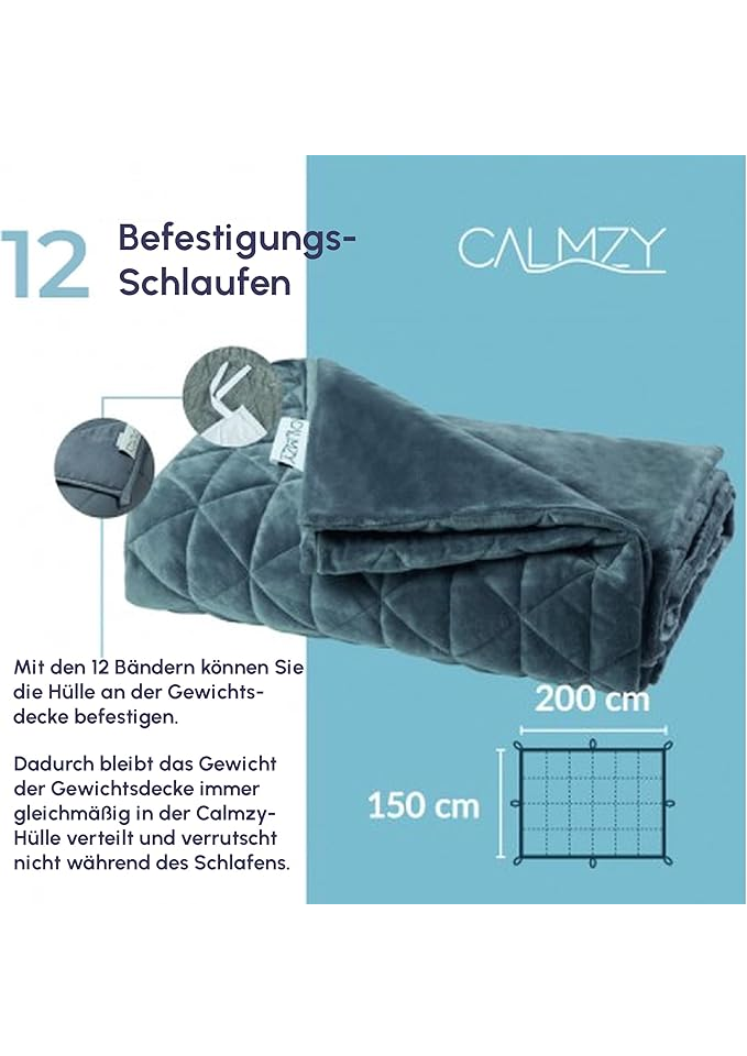 Husa cu fermoar pentru plapuma, 150cm x 200cm, Navy Blue CALMZY [3]
