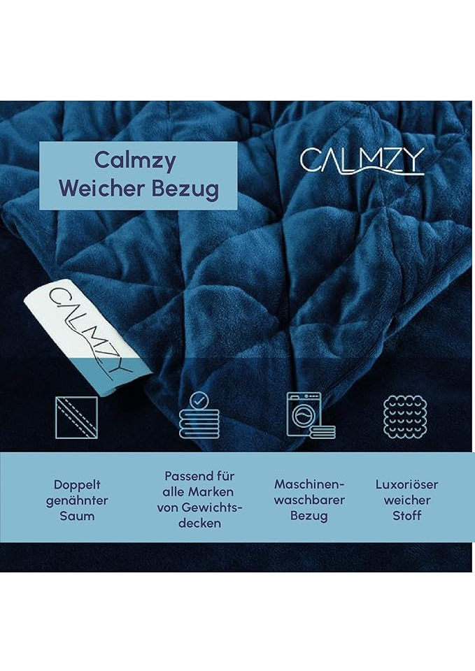 Husa cu fermoar pentru plapuma, 150cm x 200cm, Navy Blue CALMZY [2]