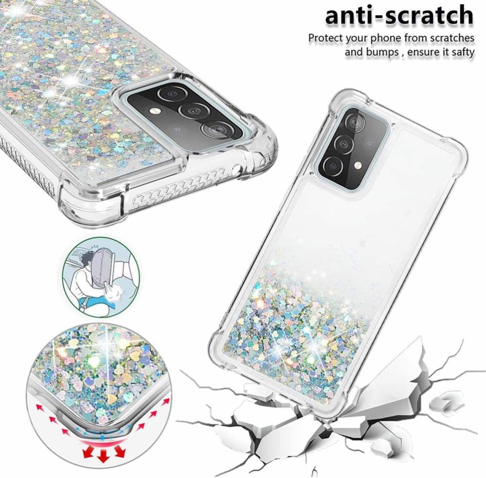 Husa cu lichid si sclipici 3D, Mkej, cu snur, pentru Samsung Galaxy A33 5G, Roz Auriu [2]