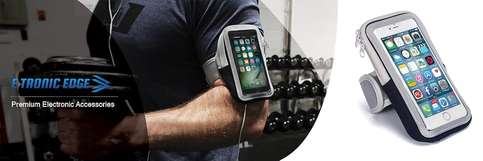 Husă de Braț pentru Alergare și Activități Sportive, Suport Universal pentru Telefon, Compatibil cu Telefoane Până la 6.4 Inch, Culoare Gri, 198D [2]