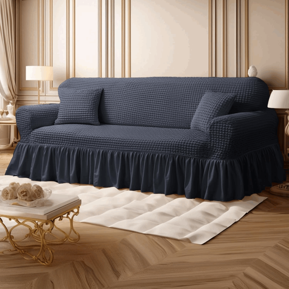 Husă de Canapea Elastică, 2 Locuri, Gri, NAKIHOUSE, 145-185 cm [2]