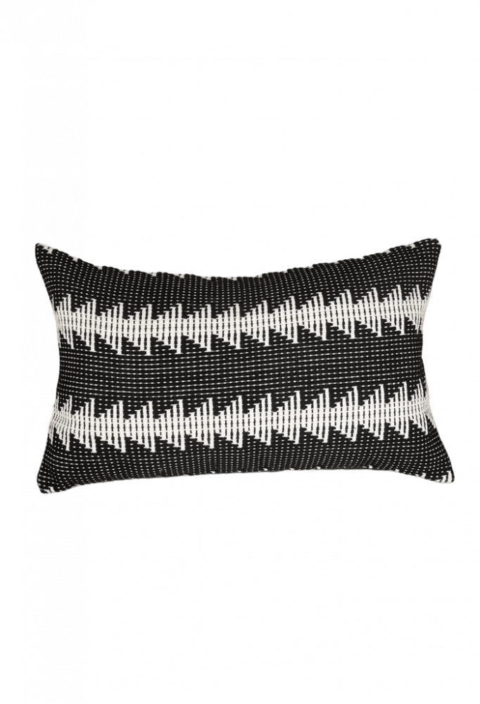 Husă de Pernă Lumbar Negru-Alb în Stil Rustic, 50 x 30 cm, P74J [2]