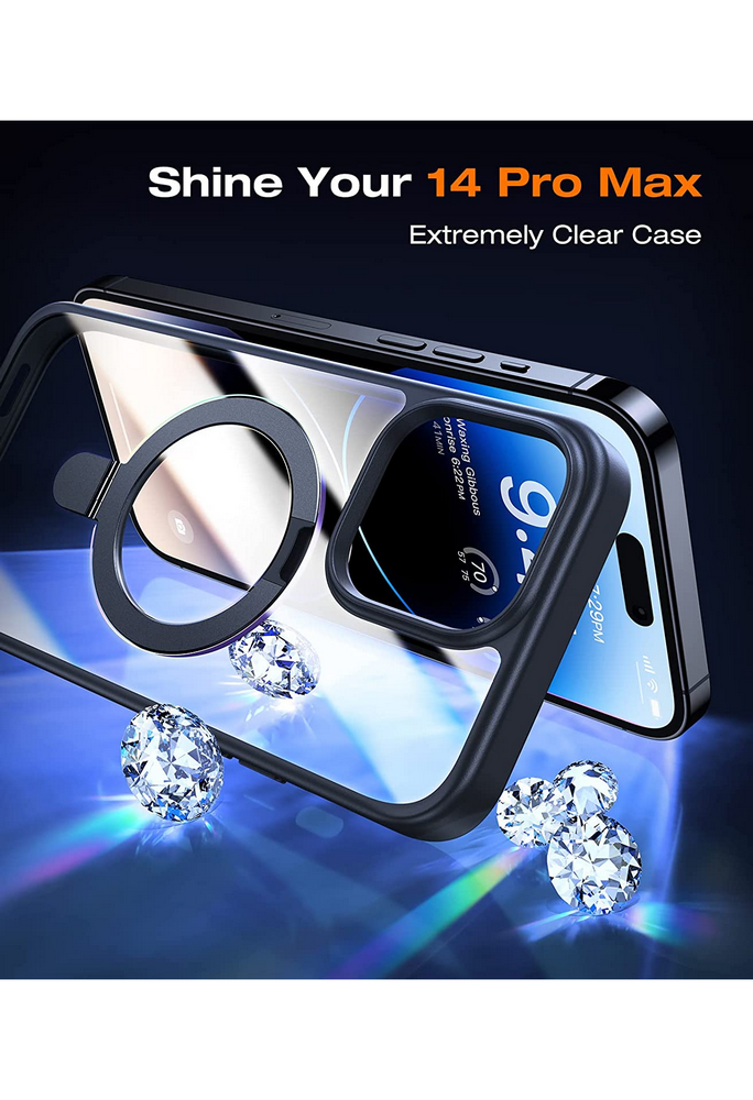 Husa de protectie MagSafe pentru iPhone 14 ProMax, transparent cu negru, VICSEED - QUBH [2]