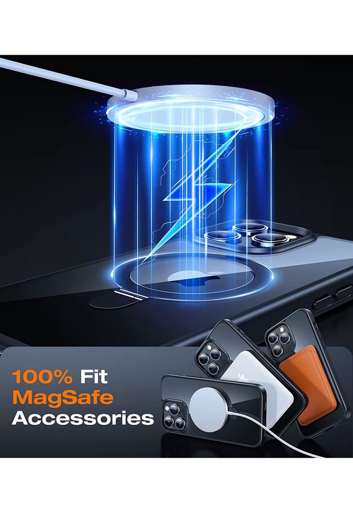 Husa de protectie MagSafe pentru iPhone 14 ProMax, transparent cu negru, VICSEED - QUBH [3]