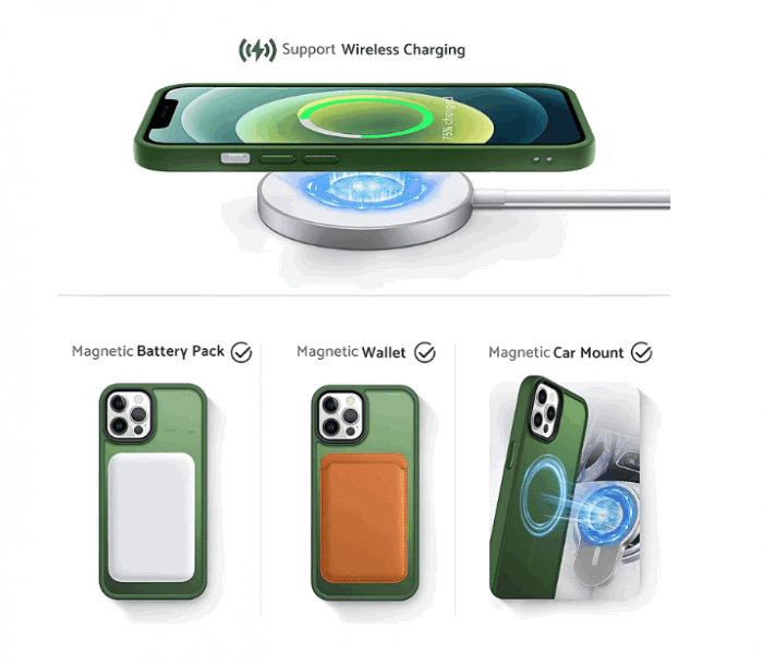 Husa de protectie pentru Iphone 14 Pro, compatibila Magsafe, Hybrid, Antisoc, Verde, Albastru sau Violet [5]