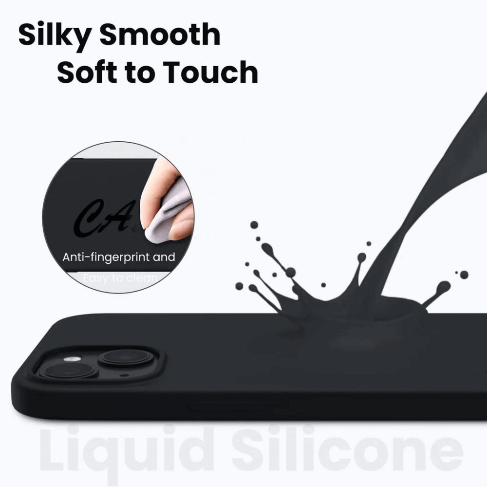 Husa din silicon ACRONIX pentru iPhone 14 Plus 6.7, silicon lichid premium, ultra-subtire rezistenta la socuri cu captuseala din microfibra, Negru [4]