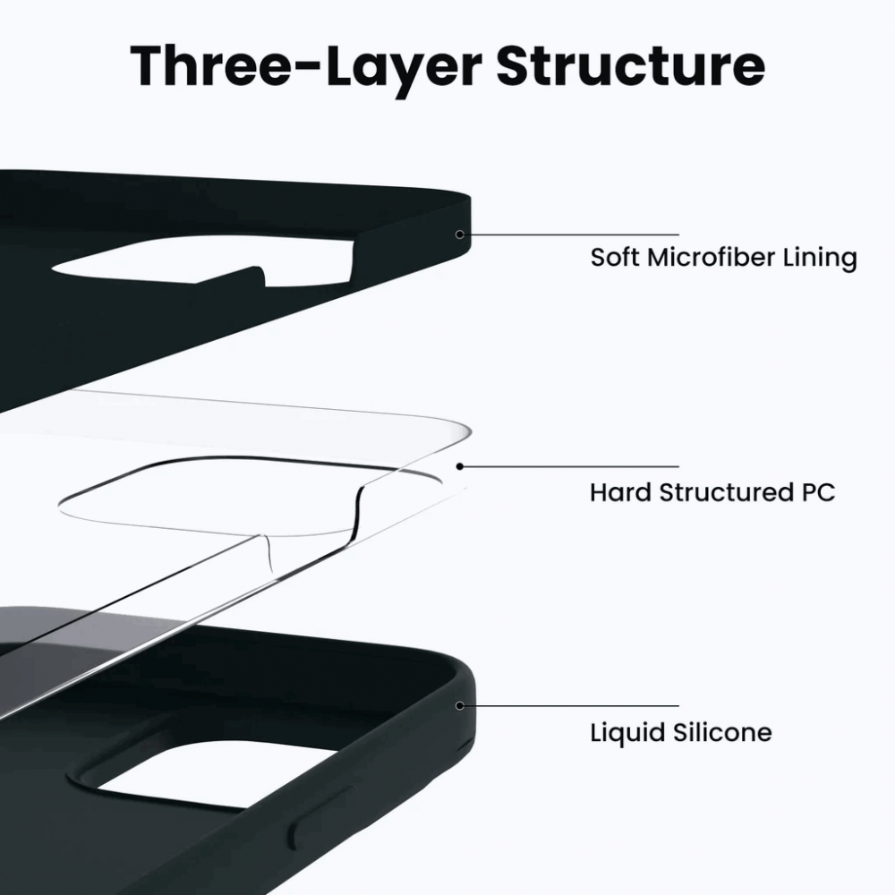 Husa din silicon ACRONIX pentru iPhone 14 Plus 6.7, silicon lichid premium, ultra-subtire rezistenta la socuri cu captuseala din microfibra, Negru [3]