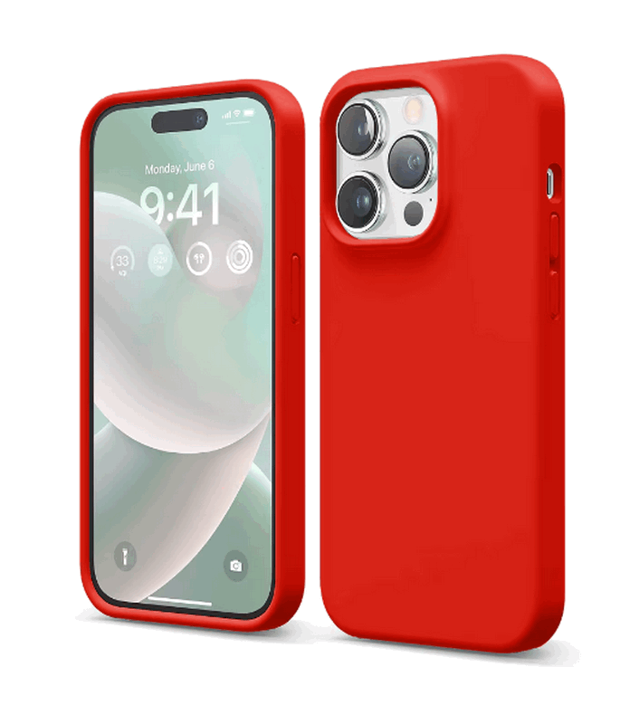 Husă din Silicon Lichid Flyzoo pentru iPhone 14 Pro 6.1, Rezistentă la Șocuri și Zgârieturi, Anti-Amprentă, Protecție în 4 Straturi, Roșie [1]