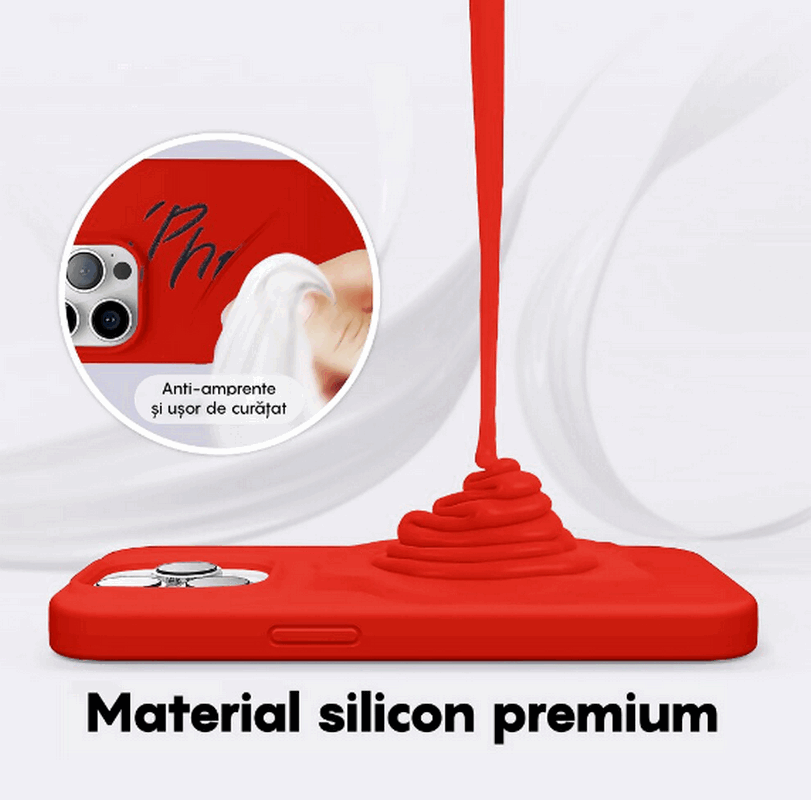 Husă din Silicon Lichid Flyzoo pentru iPhone 14 Pro 6.1, Rezistentă la Șocuri și Zgârieturi, Anti-Amprentă, Protecție în 4 Straturi, Roșie [2]