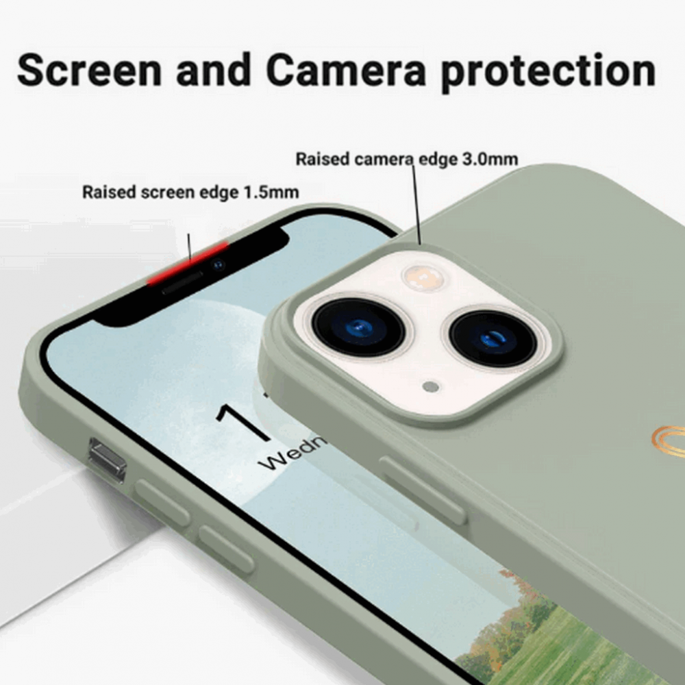 Husă din Silicon Mitetabo pentru iPhone 15, Cu Inimă Aurie Printată, Subțire, Rezistentă la Zgârieturi, Verde Cupru, 3805 [2]