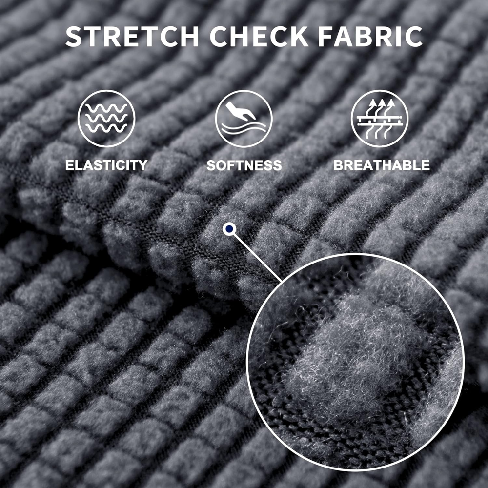 Husa elastica Subrtex pentru canapea, 2 locuri, Spandex, Lavabila la masina, Model reliefat, Gri, JLWB [3]