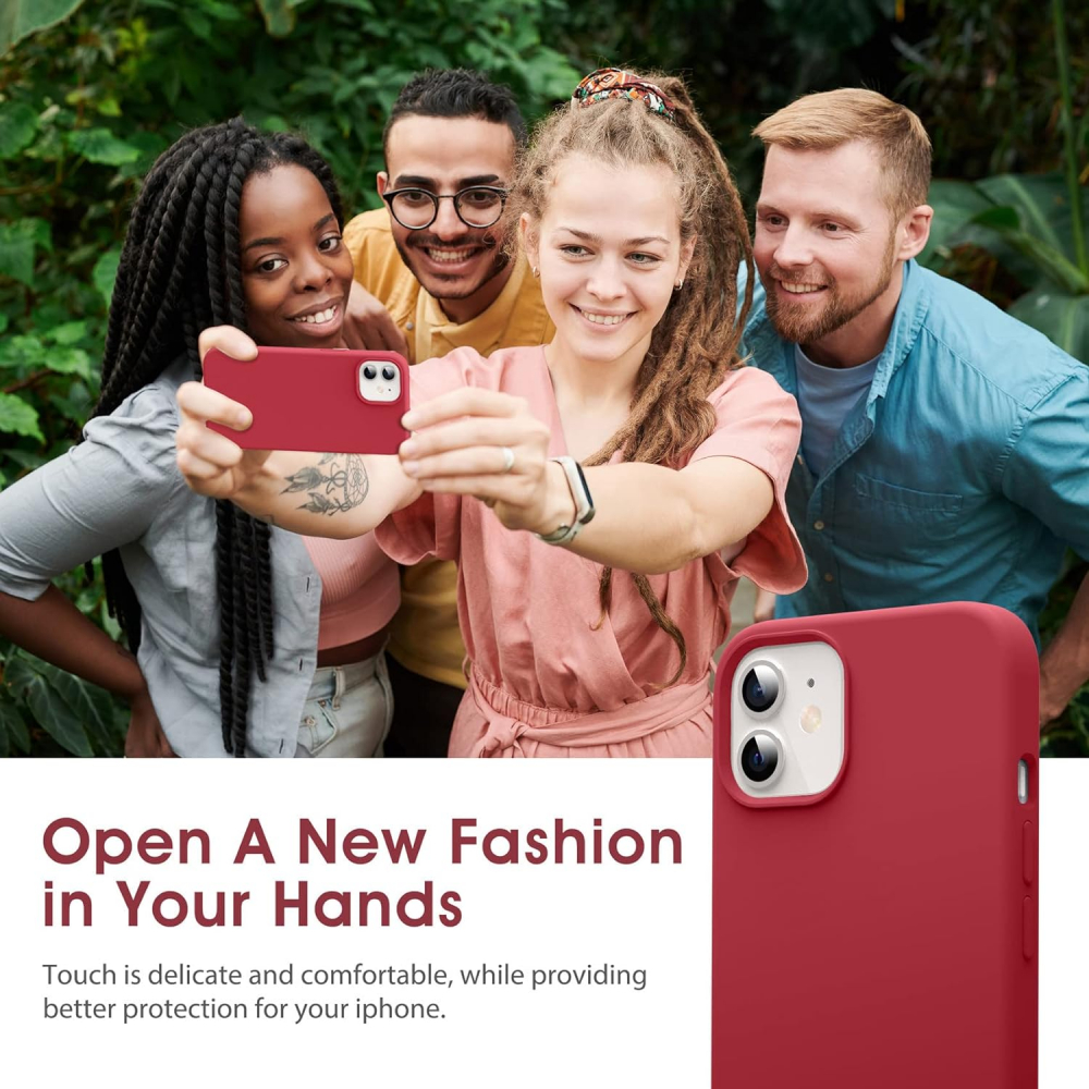 Husă Flyzoo din Silicon Lichid pentru iPhone 12 Mini 5.4, Anti-Amprentă, Rezistentă la Zgârieturi, Protecție Totală, Roșu [5]