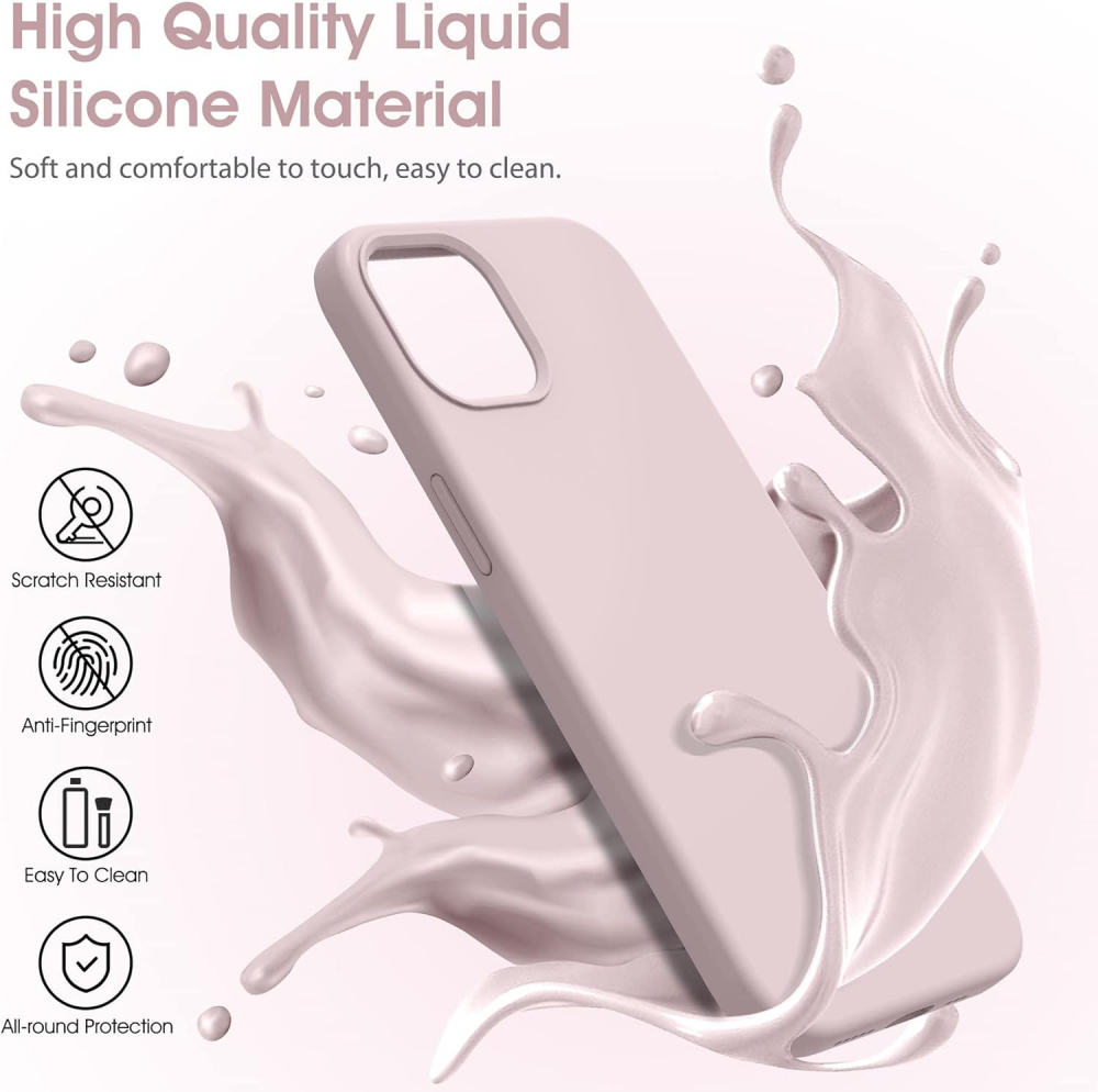 Husă Flyzoo din Silicon Lichid pentru iPhone 12 Mini 5.4, Rezistentă la Zgârieturi, Anti-Amprentă, Protecție Totală, Roz [2]