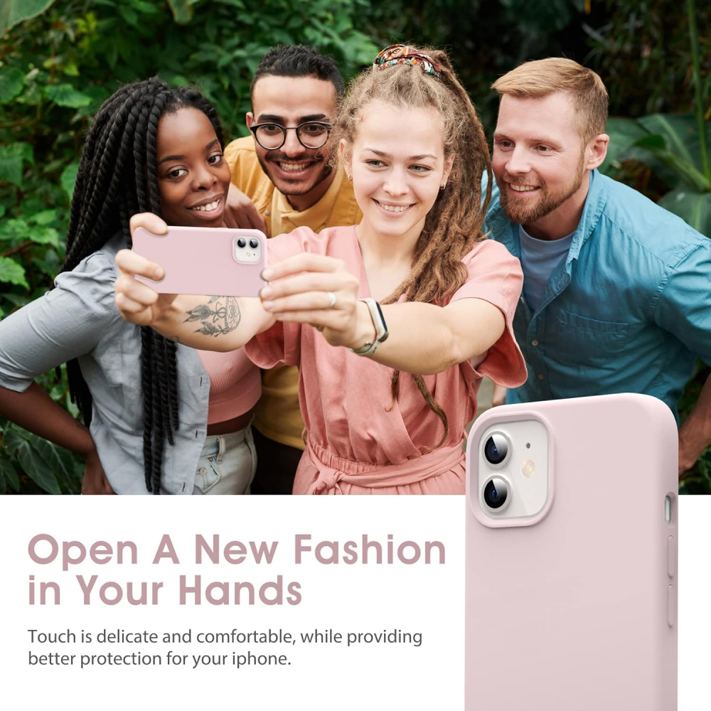 Husă Flyzoo din Silicon Lichid pentru iPhone 12 Mini 5.4, Rezistentă la Zgârieturi, Anti-Amprentă, Protecție Totală, Roz [6]