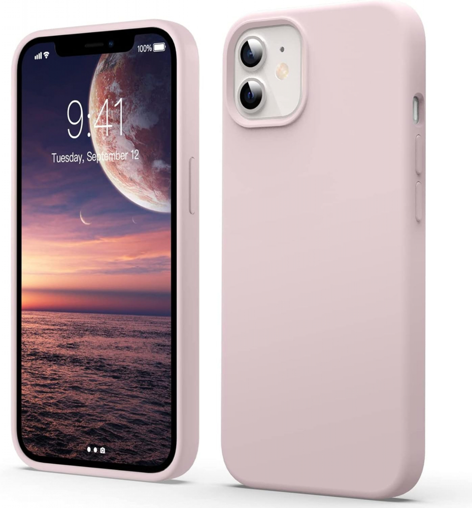 Husă Flyzoo din Silicon Lichid pentru iPhone 12 Mini 5.4, Rezistentă la Zgârieturi, Anti-Amprentă, Protecție Totală, Roz [1]