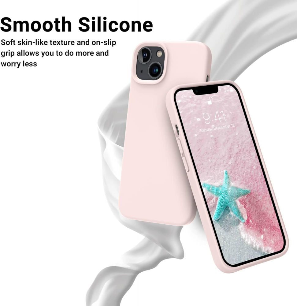 Husă Flyzoo din Silicon Lichid pentru iPhone 14 Plus 6.7, Rezistentă la Zgârieturi, Anti-Amprentă, Protecție Totală, Roz [6]