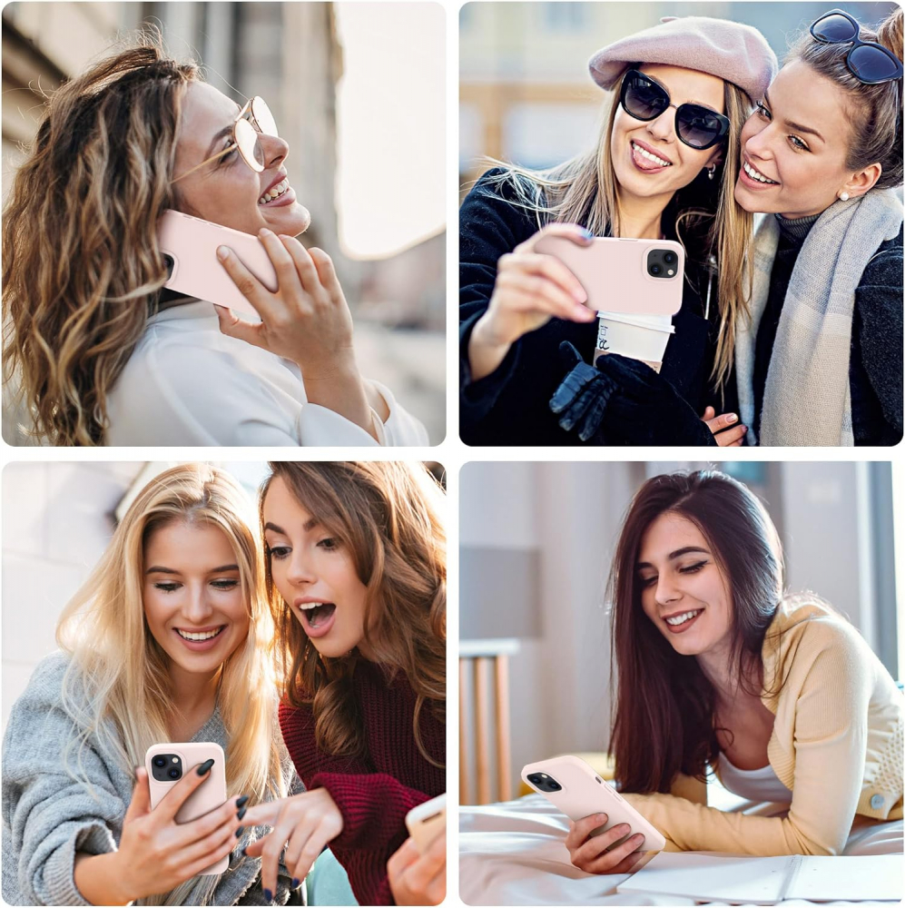 Husă Flyzoo din Silicon Lichid pentru iPhone 14 Plus 6.7, Rezistentă la Zgârieturi, Anti-Amprentă, Protecție Totală, Roz [8]
