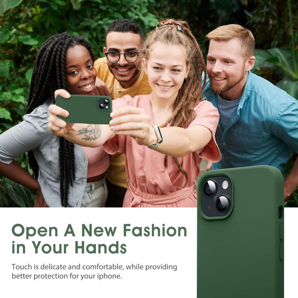 Husă Flyzoo din Silicon Lichid pentru iPhone 14 Plus 6.7, Rezistentă la Zgârieturi, Anti-Amprentă, Protecție Totală, Verde [6]