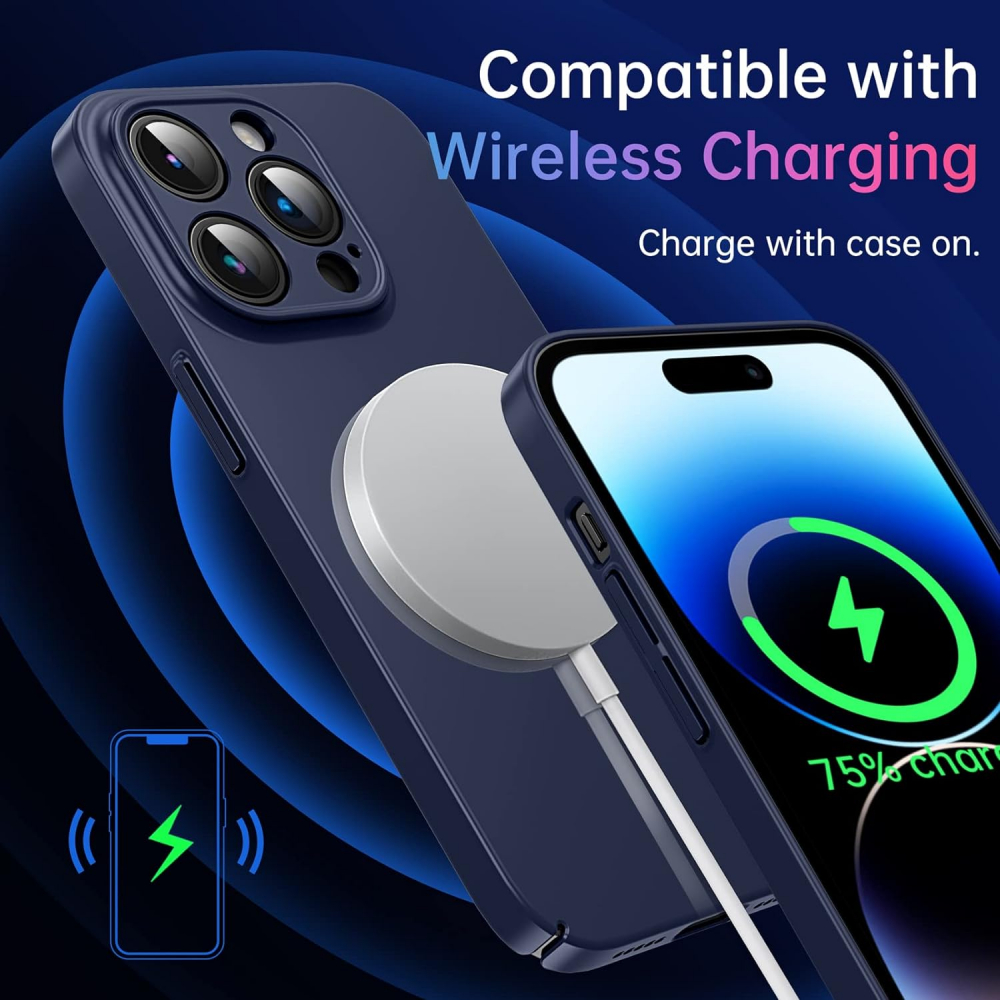 Husă Flyzoo din Silicon Lichid pentru iPhone 14 Pro 6.1, Anti-Amprentă, Rezistentă la Zgârieturi și Șocuri, Protecție Totală, Albastru Închis [5]