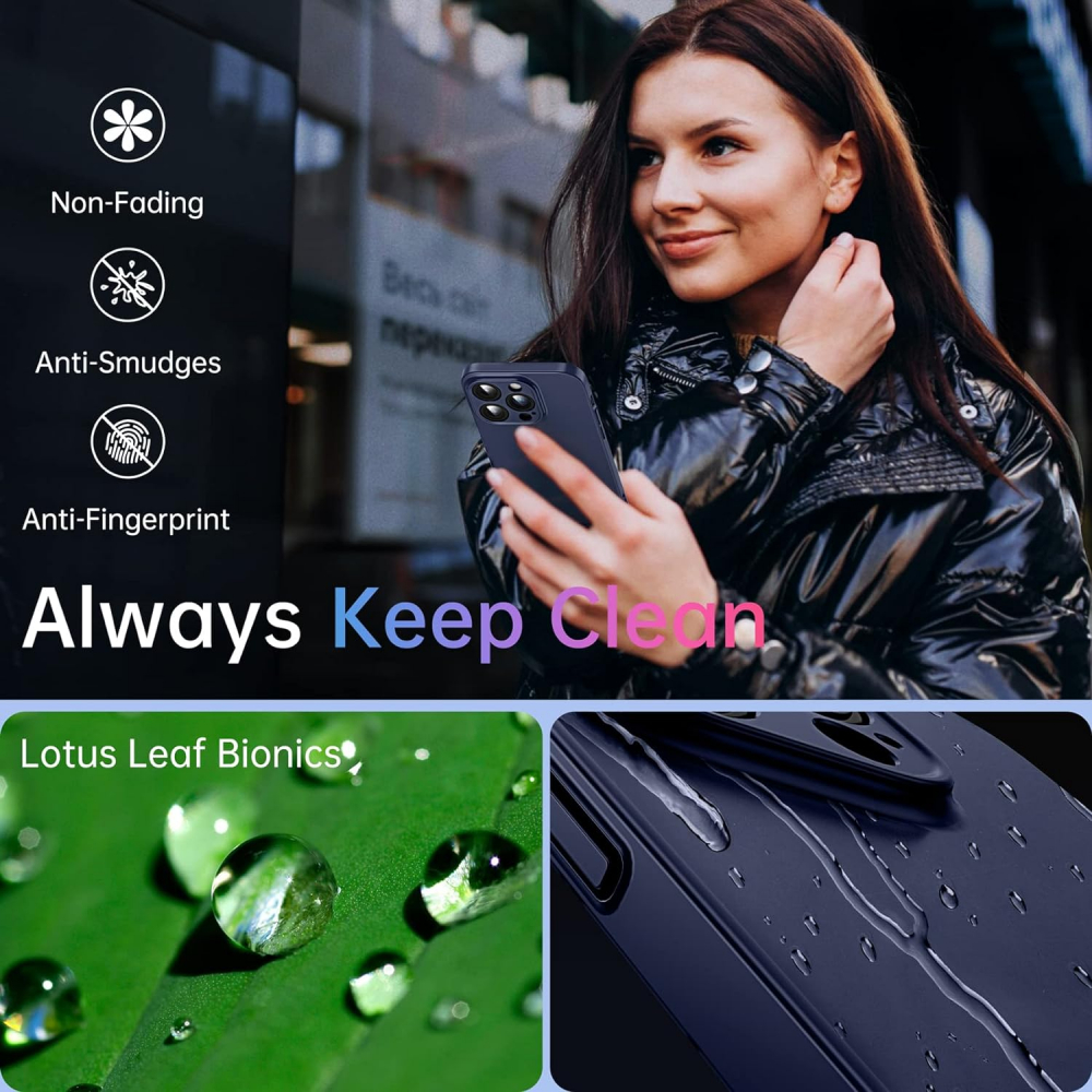 Husă Flyzoo din Silicon Lichid pentru iPhone 14 Pro 6.1, Anti-Amprentă, Rezistentă la Zgârieturi și Șocuri, Protecție Totală, Albastru Închis [3]