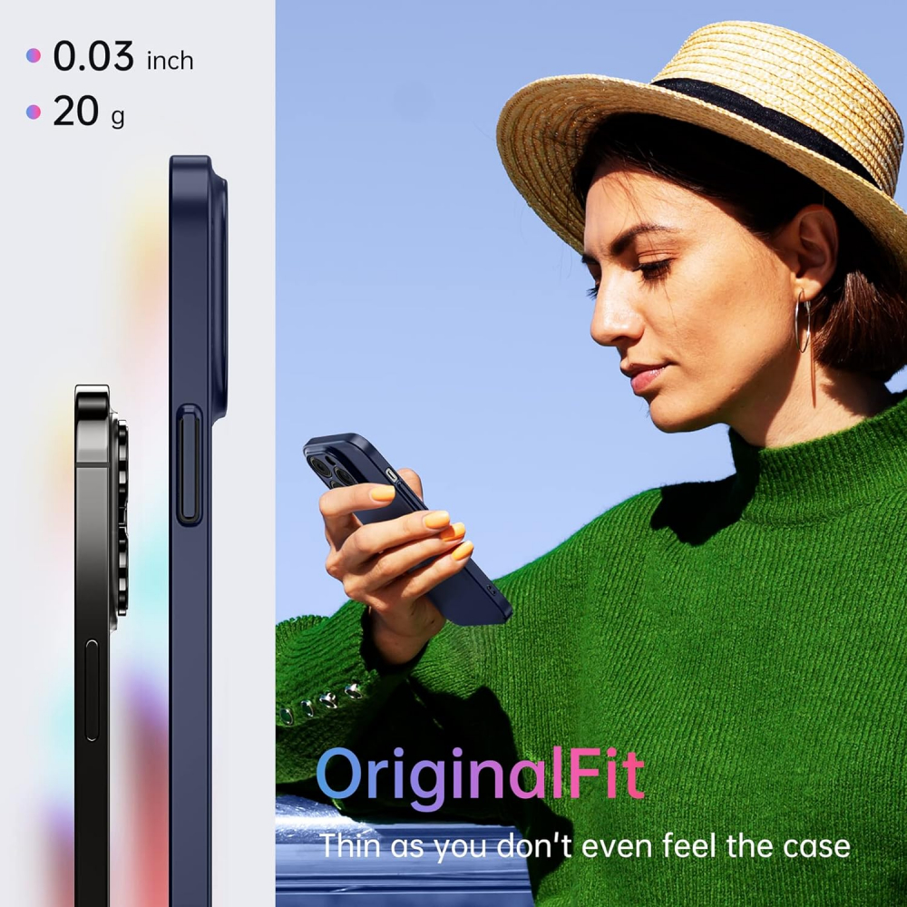 Husă Flyzoo din Silicon Lichid pentru iPhone 14 Pro 6.1, Anti-Amprentă, Rezistentă la Zgârieturi și Șocuri, Protecție Totală, Albastru Închis [7]