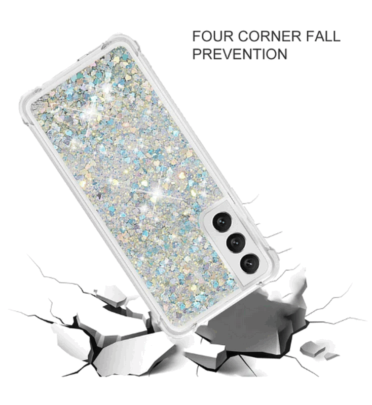 Husă HOUSON cu Sclipici Compatibilă cu Samsung Galaxy S21 Plus, Silicon Transparent cu Nisip Lichid Argintiu [4]