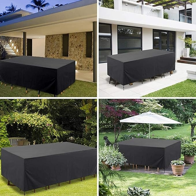 Husă Impermeabilă Neagră pentru Mobilier de Grădină, Dokon, 600D Oxford, Rezistentă la UV, Vânt și Apă [7]