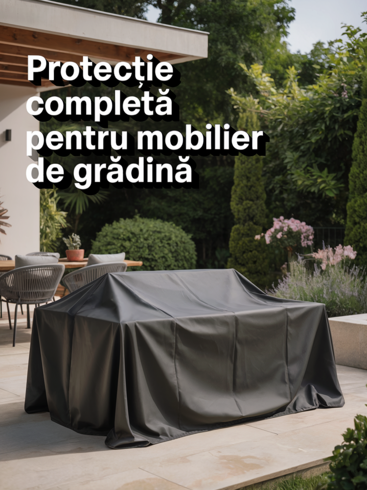 Husă Impermeabilă Neagră pentru Mobilier de Grădină, Dokon, 600D Oxford, Rezistentă la UV, Vânt și Apă [10]