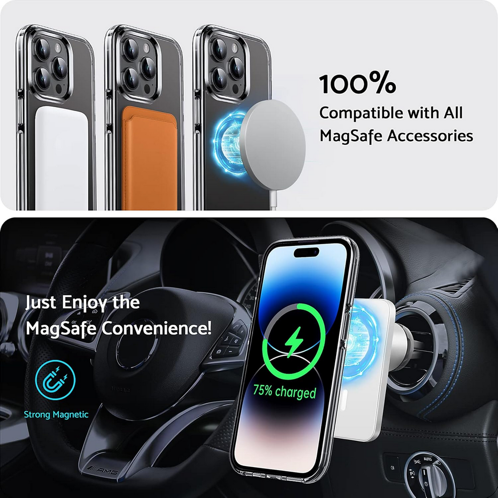 Husă Magnetică pentru iPhone 14 Pro (6.1"), TPU, MagSafe, FNDMIL, Transparent [4]