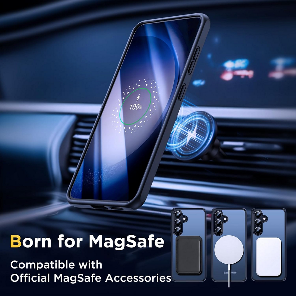Husă Magnetică pentru Samsung Galaxy S24 (6.2"), Humixx, Protecție Anticădere 4.2 m, Compatibilă MagSafe, Slim, Mată, Rezistentă la Șocuri și Zgârieturi – Neagră [3]