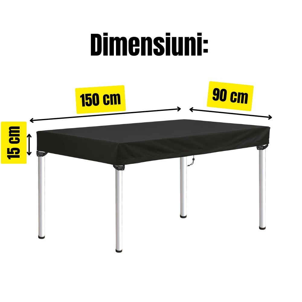 Husa mobila gradina 150x90x15 cm, Impermeabila, Oxford 420D, anti-UV, rezistenta la ploi, zapada si praf, neagra [2]