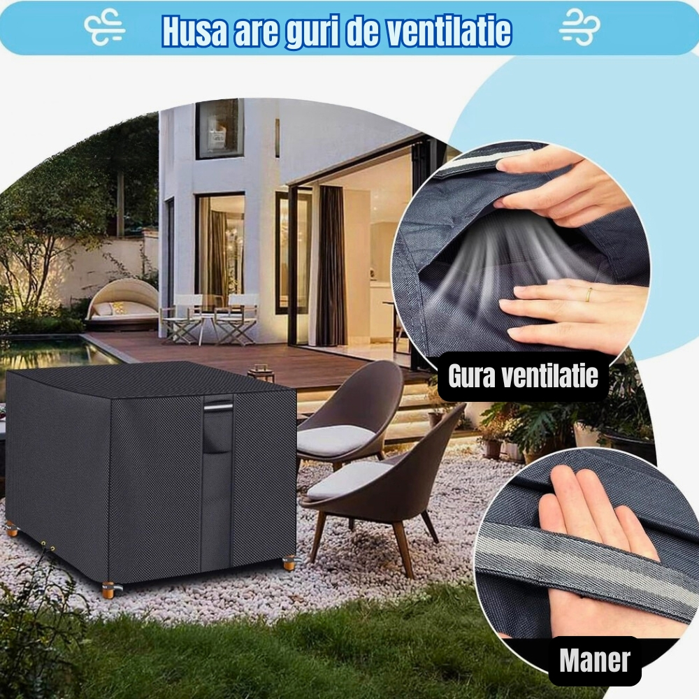 Husa mobilier gradina 200x200x90 cm Oxford 600D impermeabila cu strat PVC [4]