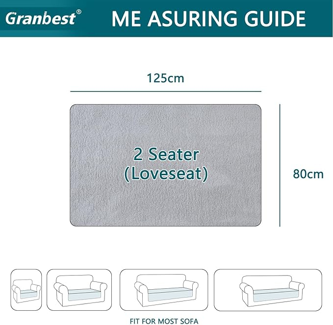 Husă pentru Canapea, Granbest, 750GSM, Imitație Blană de Iepure, Antiderapantă, Moale și Luxoasă, 2 Locuri, Albastru Azur [7]