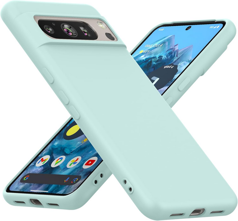 Husa pentru Google Pixel 8 Pro, Silicon Lichid, Antisoc, Captuseala din Microfibra, Compatibila Incarcare Wireless, Foluu, Cyan Deschis [1]