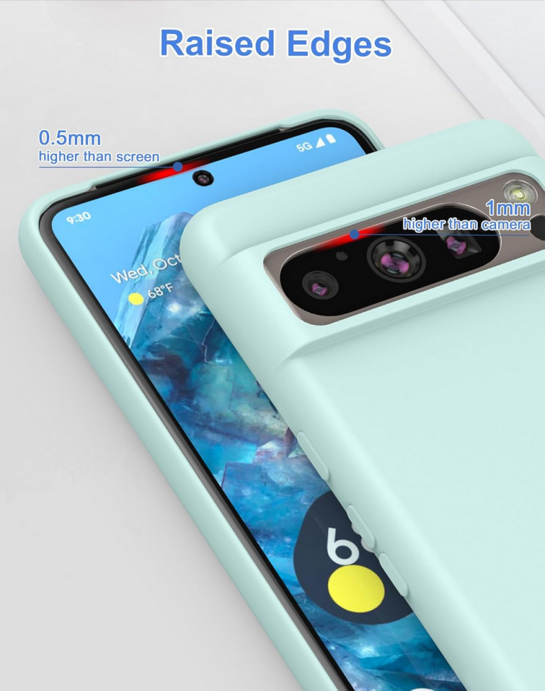Husa pentru Google Pixel 8 Pro, Silicon Lichid, Antisoc, Captuseala din Microfibra, Compatibila Incarcare Wireless, Foluu, Cyan Deschis [3]