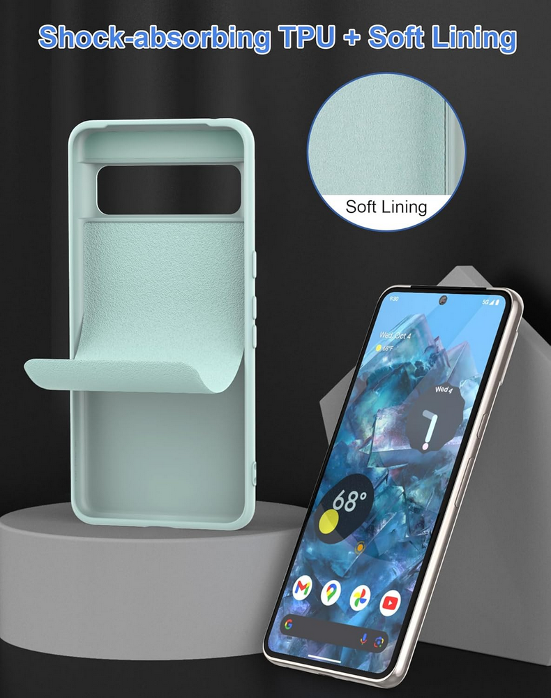 Husa pentru Google Pixel 8 Pro, Silicon Lichid, Antisoc, Captuseala din Microfibra, Compatibila Incarcare Wireless, Foluu, Cyan Deschis [4]