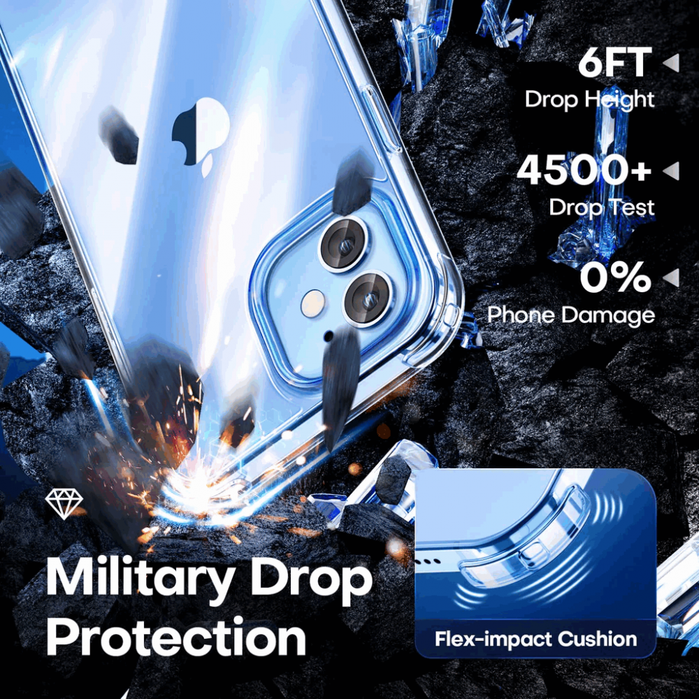 Husă pentru iPhone 12/12 Pro 6.1 inch, protecție anti-șoc, anti-ingălbenire, CANSHN, transparentă [4]