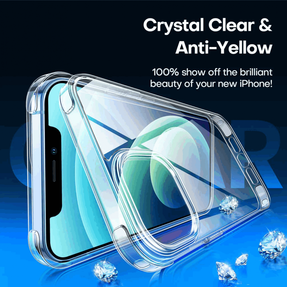 Husă pentru iPhone 12/12 Pro 6.1 inch, protecție anti-șoc, anti-ingălbenire, CANSHN, transparentă [3]