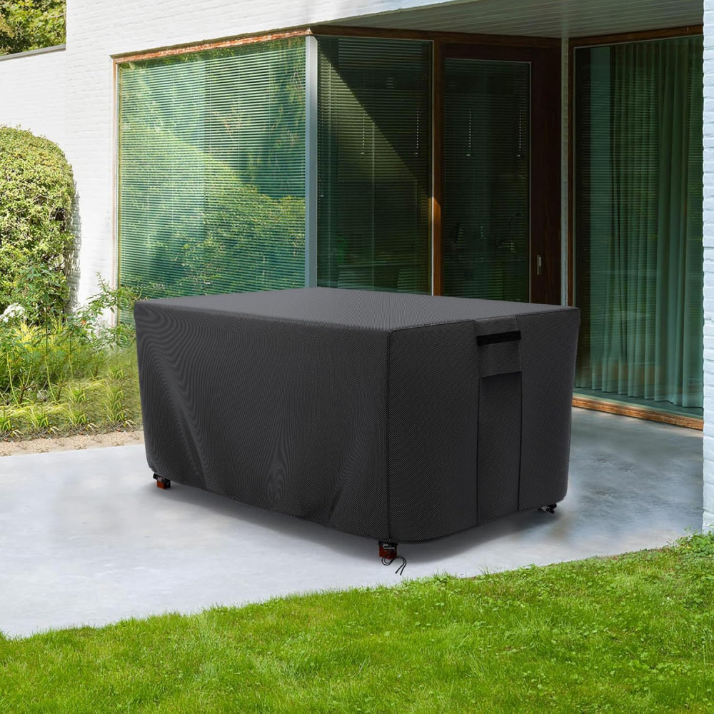 Husă pentru Mobilier de Grădină QZMVER, 280x204x106 cm, Prelată Rectangulară din Material Oxford 420D, Impermeabilă, Anti-UV, Rezistentă la Praf și Vânt, Cu Aerisiri, Șnur și Catarame de Fixare [7]